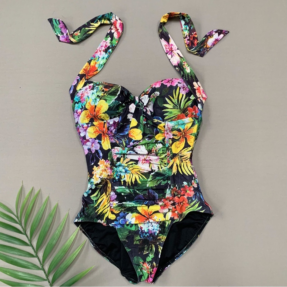 Anthropologie Seafolly Garden Party floral one piece bathing suit, US women’s 4. - Picture 3 of 9
